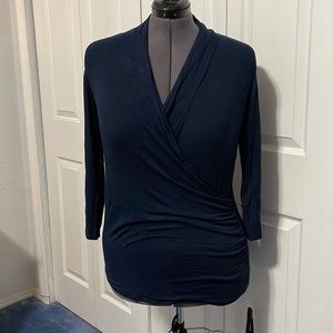 Hawthorn faux wrap top size XL Navy Blue